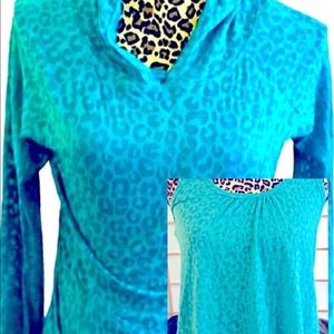 Aqua Burnout Fabric Hoodie and Halter Activewear Halter Set